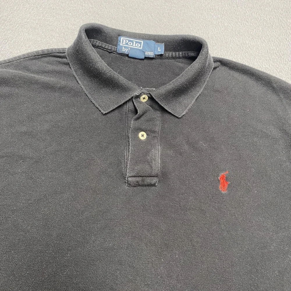 Polo Ralph Lauren Polo Shirt Mens Large Black Cotton Red‎ Pony Logo Short Sleeve